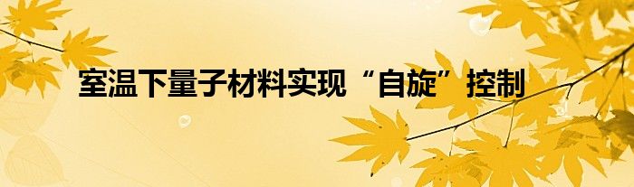 室温下量子材料实现“自旋”控制