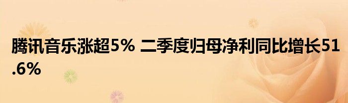 腾讯音乐涨超5% 二季度归母净利同比增长51.6%