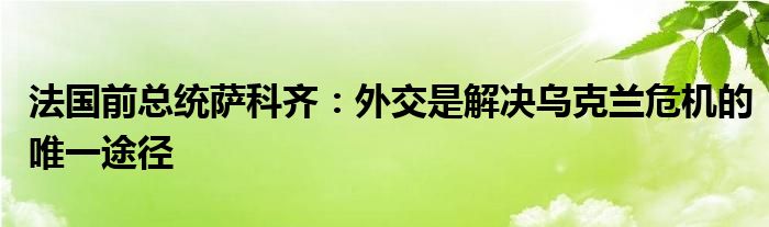 法国前总统萨科齐:外交是解决乌克兰危机的唯一途径