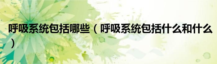 呼吸系统包括哪些(呼吸系统包括什么和什么)