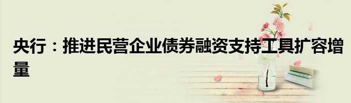 央行:推进民营企业债券融资支持工具扩容增量