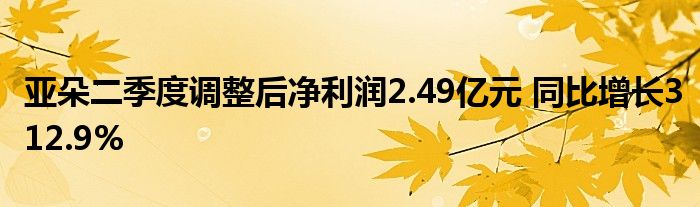 亚朵二季度调整后净利润2.49亿元 同比增长312.9%