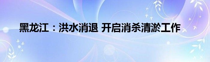 黑龙江：洪水消退 开启消杀清淤工作