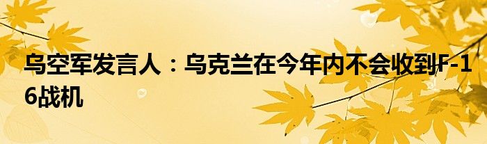 乌空军发言人:乌克兰在今年内不会收到F-16战机