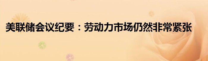 美联储会议纪要：劳动力市场仍然非常紧张