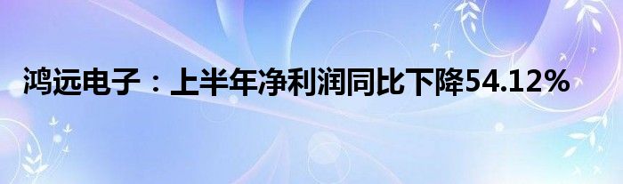 鸿远电子：上半年净利润同比下降54.12%