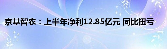 京基智农:上半年净利12.85亿元 同比扭亏