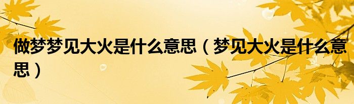 做梦梦见大火是什么意思(梦见大火是什么意思)