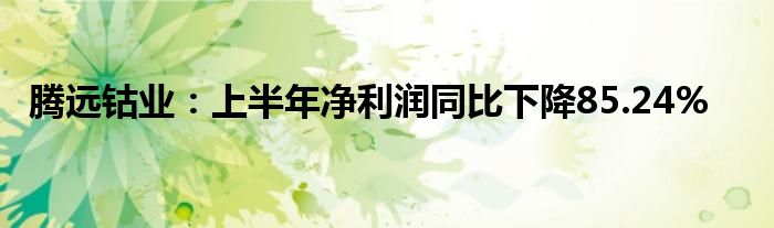 腾远钴业：上半年净利润同比下降85.24%