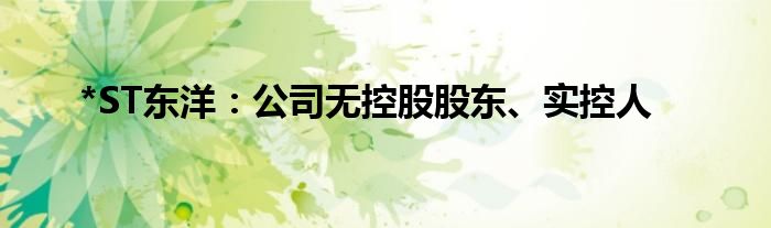 *ST东洋:公司无控股股东、实控人