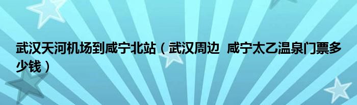 武汉天河机场到咸宁北站(武汉周边 咸宁太乙温泉门票多少钱)