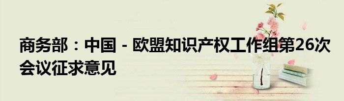 商务部:中国-欧盟知识产权工作组第26次会议征求意见