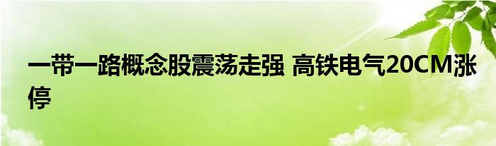 一带一路概念股震荡走强 高铁电气20CM涨停
