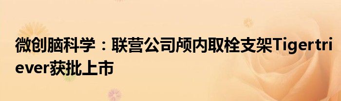 微创脑科学:联营公司颅内取栓支架Tigertriever获批上市