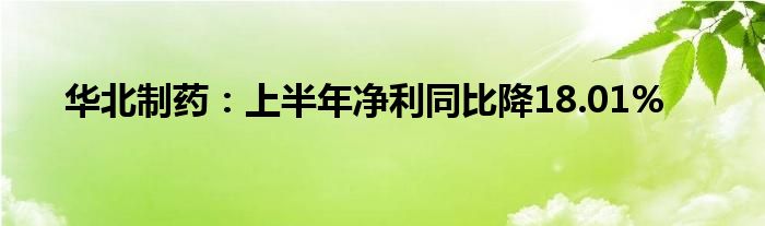 华北制药:上半年净利同比降18.01%
