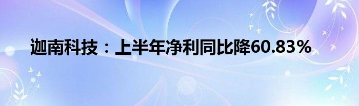 迦南科技:上半年净利同比降60.83%