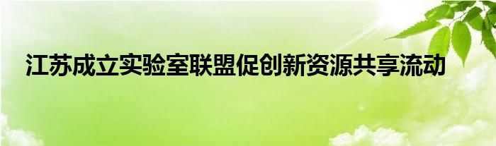 江苏成立实验室联盟促创新资源共享流动
