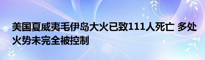 美国夏威夷毛伊岛大火已致111人死亡 多处火势未完全被控制