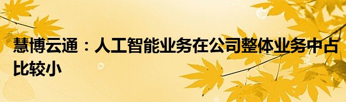 慧博云通:人工智能业务在公司整体业务中占比较小