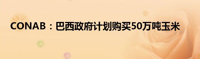 CONAB：巴西政府计划购买50万吨玉米