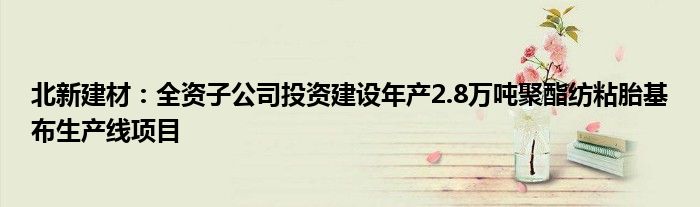 北新建材:全资子公司投资建设年产2.8万吨聚酯纺粘胎基布生产线项目