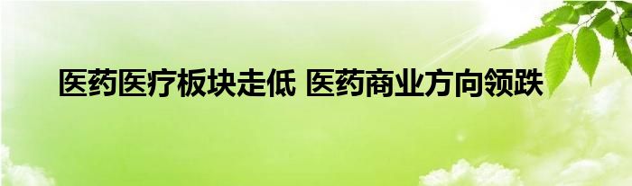 医药医疗板块走低 医药商业方向领跌