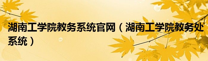 湖南工学院教务系统官网（湖南工学院教务处系统）