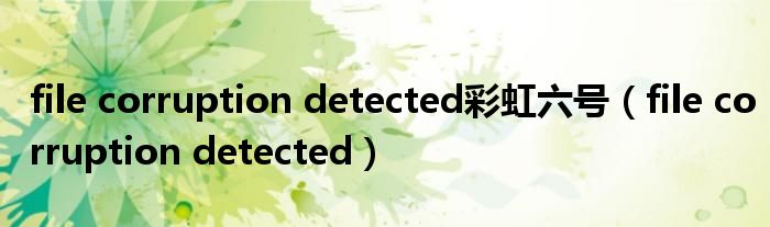 file corruption detected彩虹六号(file corruption detected)