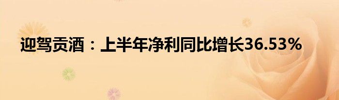 迎驾贡酒:上半年净利同比增长36.53%
