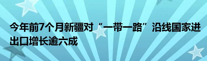 今年前7个月新疆对“一带一路”沿线国家进出口增长逾六成