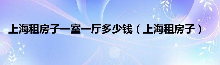 上海租房子一室一厅多少钱(上海租房子)