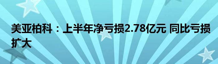 美亚柏科：上半年净亏损2.78亿元 同比亏损扩大