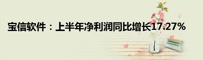 宝信软件:上半年净利润同比增长17.27%