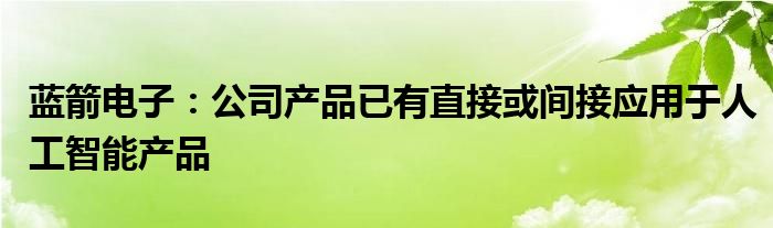蓝箭电子：公司产品已有直接或间接应用于人工智能产品