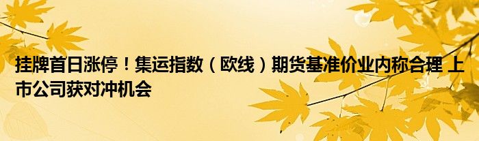 挂牌首日涨停!集运指数(欧线)期货基准价业内称合理 上市公司获对冲机会