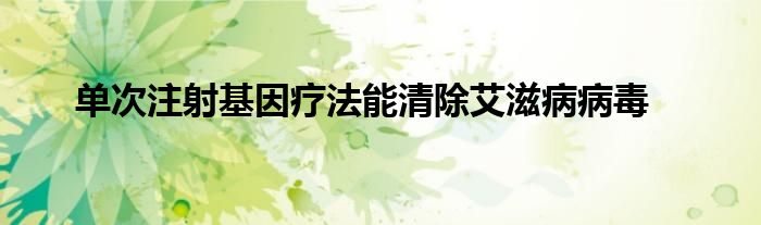 单次注射基因疗法能清除艾滋病病毒