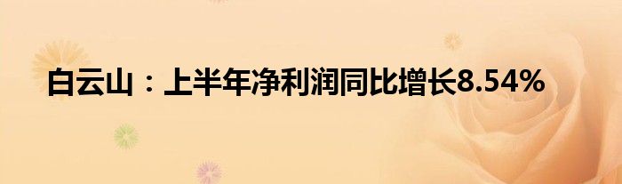 白云山:上半年净利润同比增长8.54%
