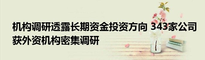 机构调研透露长期资金投资方向 343家公司获外资机构密集调研