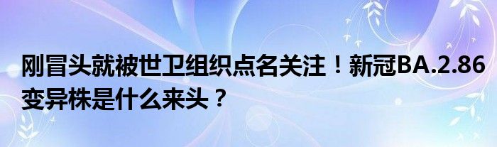 刚冒头就被世卫组织点名关注!新冠BA.2.86变异株是什么来头?