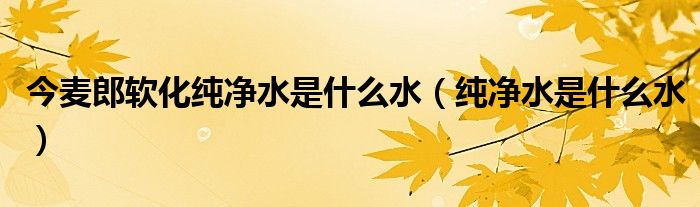 今麦郎软化纯净水是什么水(纯净水是什么水)