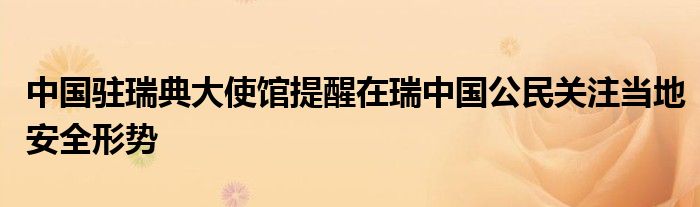 中国驻瑞典大使馆提醒在瑞中国公民关注当地安全形势