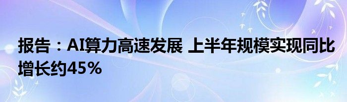 报告:AI算力高速发展 上半年规模实现同比增长约45%