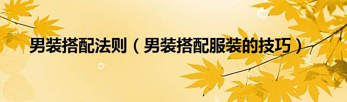 男装搭配法则(男装搭配服装的技巧)