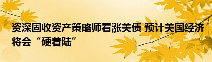 资深固收资产策略师看涨美债 预计美国经济将会“硬着陆”