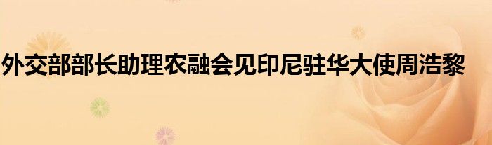 外交部部长助理农融会见印尼驻华大使周浩黎
