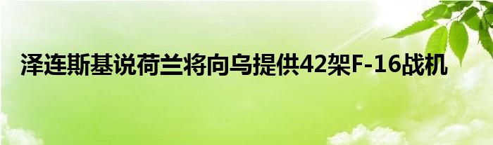 泽连斯基说荷兰将向乌提供42架F-16战机