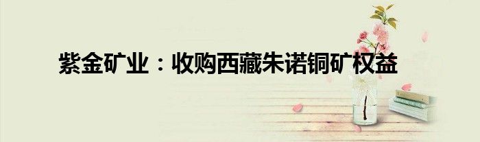 紫金矿业:收购西藏朱诺铜矿权益