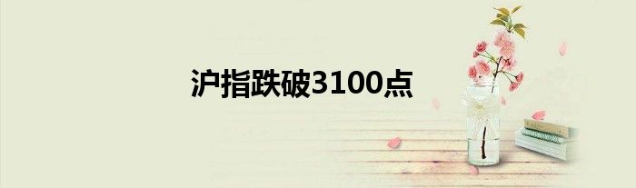 沪指跌破3100点