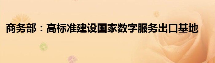 商务部:高标准建设国家数字服务出口基地