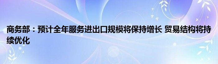 商务部:预计全年服务进出口规模将保持增长 贸易结构将持续优化